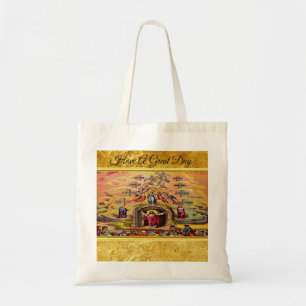 Tote Bag La Porte du Ciel avec une texture de feuille d'or