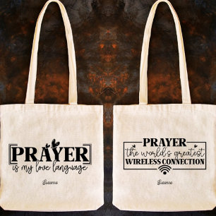 Tote Bag La prière est ma langue d'amour Citation chrétienn