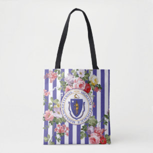 Tote Bag La rayure florale du Massachusetts personnalisent