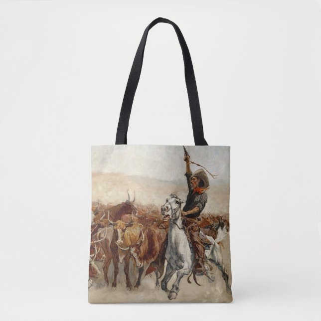 Tote Bag La Récolte d'Art Occidental par Frederic Remington (Devant)