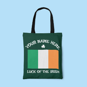 Tote Bag La Saint-Patrick Drapeau Irlande Nom Personnalisé
