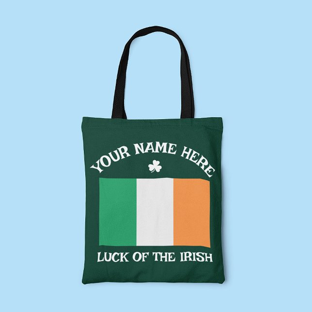 Tote Bag La Saint-Patrick Drapeau Irlande Nom Personnalisé  (Créateur téléchargé)