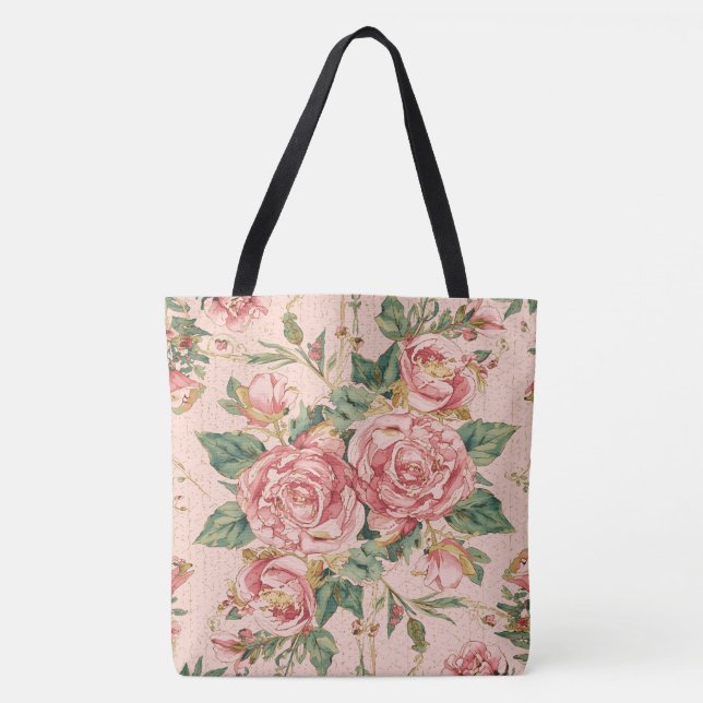 Tote Bag La Saint-Valentin, Belles Roses Fleurs Roses (Devant)