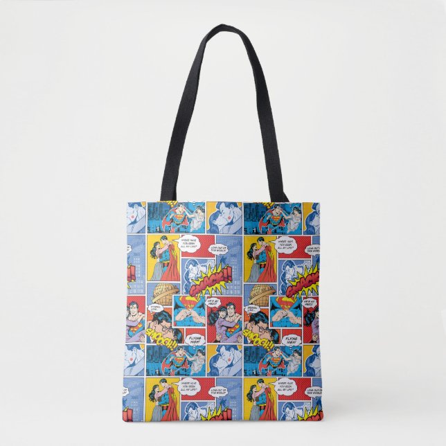 Tote Bag La Saint-Valentin Superman | Collage de bandes des (Devant)