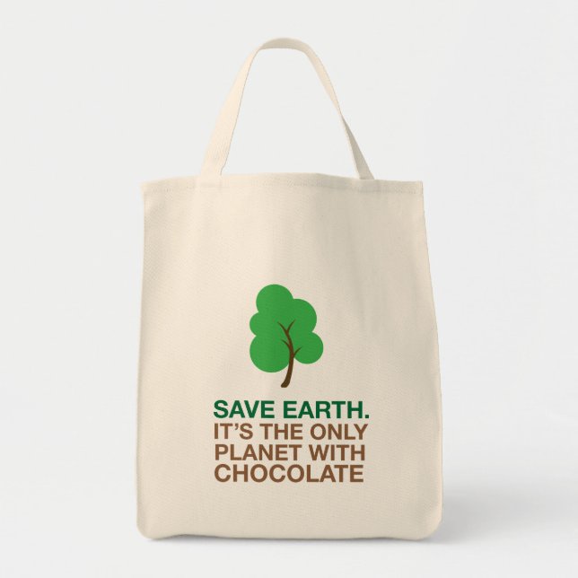 Tote Bag La terre, la seule planète avec du chocolat (Devant)
