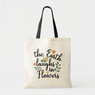 Tote Bag La Terre rit de fleurs // Fleurs de printemps amus
