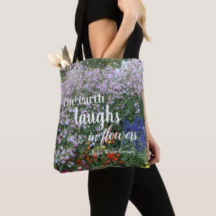 Tote Bag La Terre rit en fleurs Citation florale