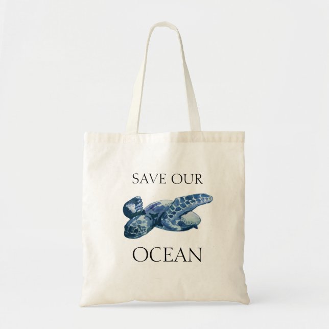 Tote Bag La tortue de mer sauve notre océan (Devant)