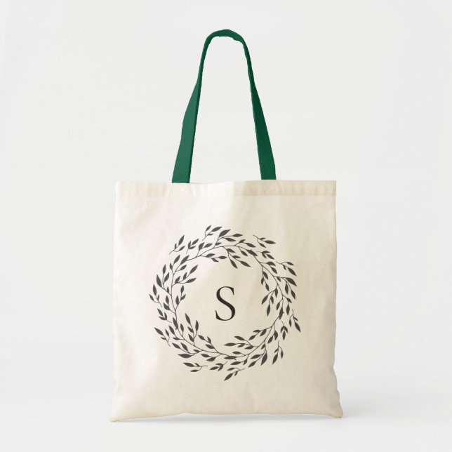 Tote Bag La verdure botanique tressent le monogramme (Devant)