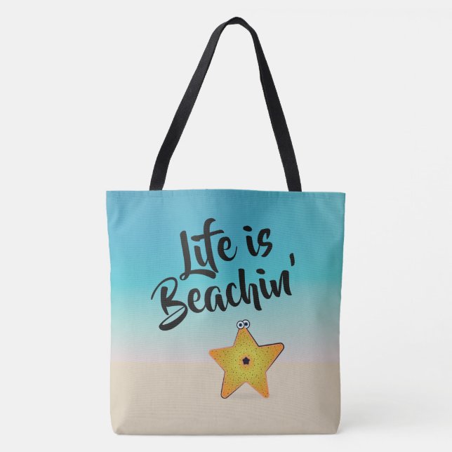 Tote Bag La vie, c'est le poisson-étoile de plage (Devant)