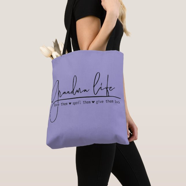 Tote Bag La vie de grand-mère moderne pourpre (De près)