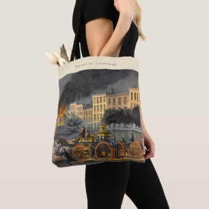 Tote Bag La vie d'un pompier Vintage 1860s Lithograph