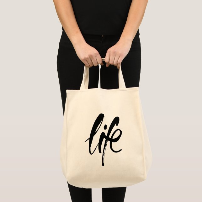 Tote Bag La vie en noir brossé (Devant (produit))