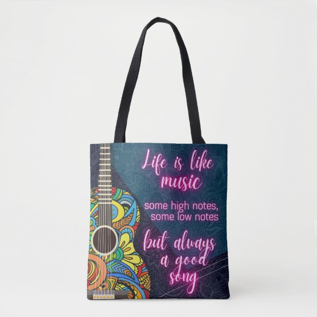 Tote Bag La vie est comme la musique, toujours une bonne ch (Devant)