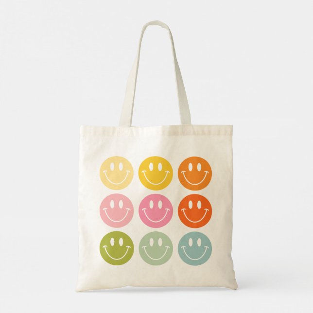 Tote Bag La vie est Cool heureux visage souriant Emoji (Dos)