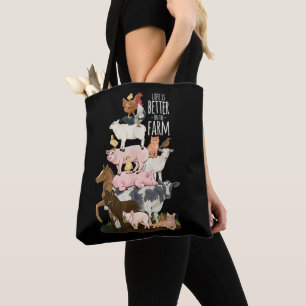 Tote Bag La vie est meilleure à la ferme, Animaux mignons,