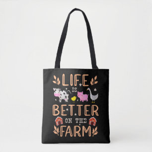 Tote Bag La vie est meilleure à la ferme Animaux mignons Ag