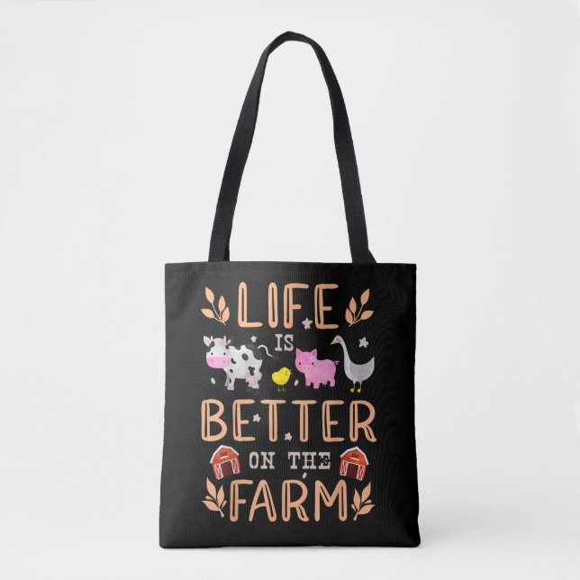 Tote Bag La Vie Est Meilleure À La Ferme Mets Animaux Fermi (Devant)