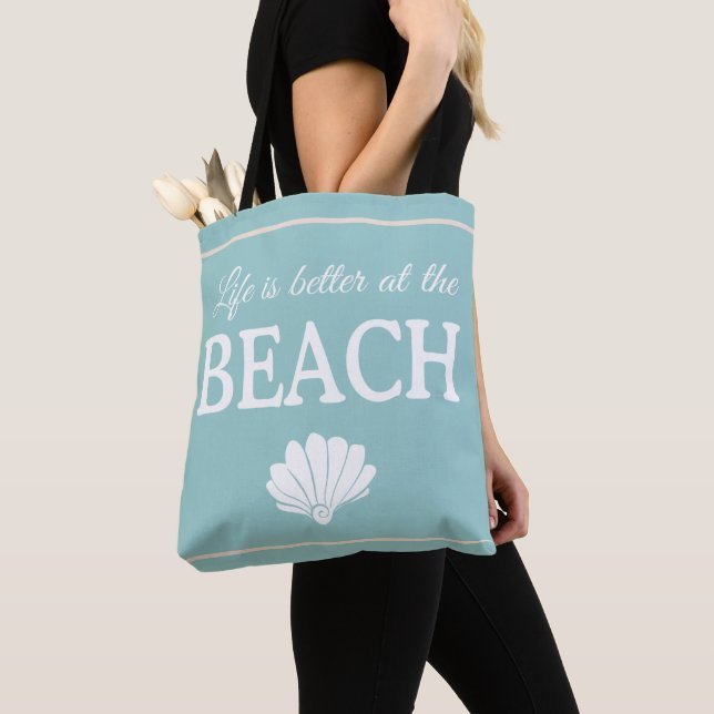 Tote Bag La Vie Est Meilleure À La Plage Cité Turquoise She (De près)