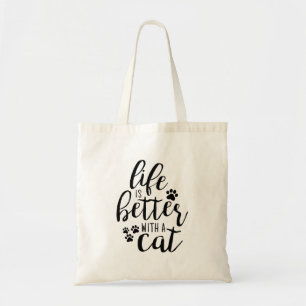 Tote Bag La vie est meilleure avec Cat Cute Cat Captions Ae