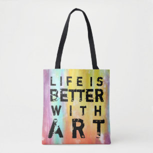 Tote Bag La Vie Est Meilleure Avec L'Art Coloré Arrière - p