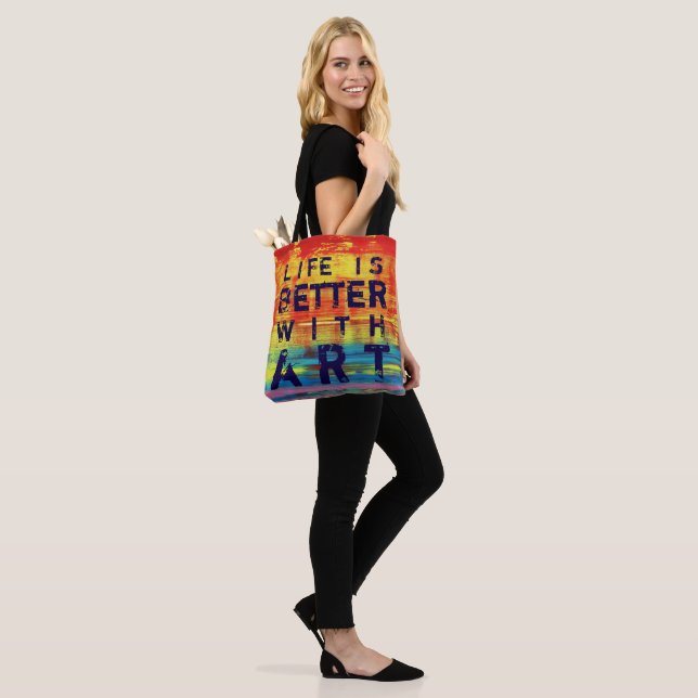 Tote Bag La vie est meilleure avec l'art - Sunny Jaune Art  (Sur le modèle)