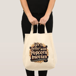 Tote Bag La vie est meilleure avec Popcorn & Films Retro De