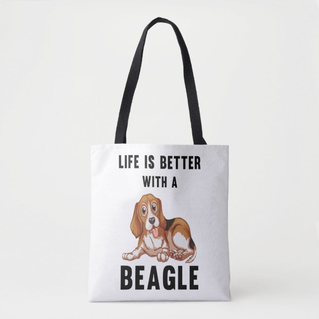Tote Bag La vie est meilleure avec un Beagle (Devant)