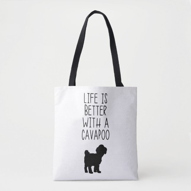 Tote Bag La Vie Est Meilleure Avec Un Cavapoo (Devant)