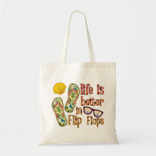 Tote Bag La vie est meilleure en tongs   Vibes d'été