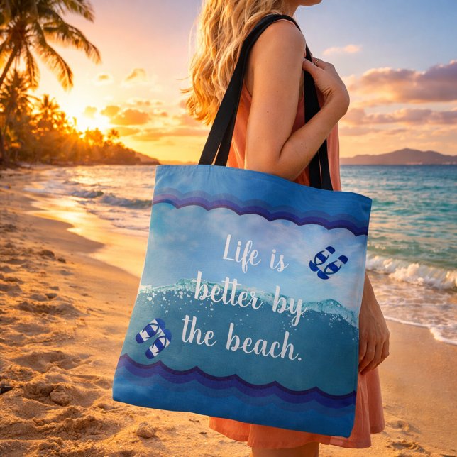 Tote Bag La vie est meilleure sur la plage (Créateur téléchargé)