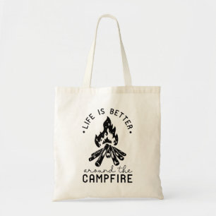 Tote Bag La Vie Est Mieux Autour Du Feu De Campagne