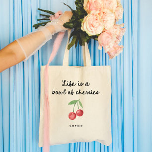 Tote Bag La vie est un bol de cerises   Script rétro mignon