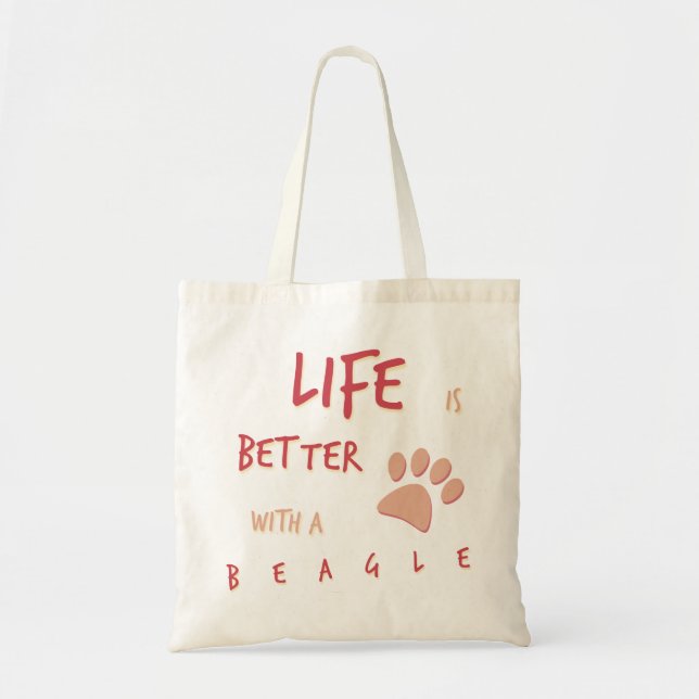Tote Bag La vie est un meilleur beagle (Devant)