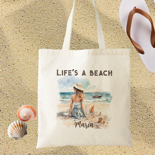 Tote Bag La vie est une plage personnalisée (Créateur téléchargé)