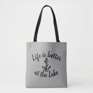 Tote Bag LA VIE nautique EST MEILLEURE AU LAC et à l'ancre