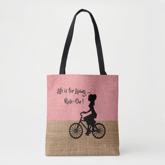 Tote Bag La Vie Vit - Ride Sur Burlap Texture Arrière - pla (Devant)