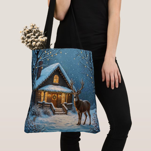 Tote Bag La visite de Noël enneigée de Big Buck (De près)