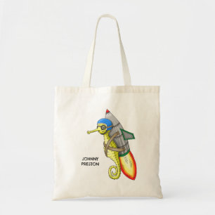 Tote Bag La visite en jetpack de l'hippocampe jaune