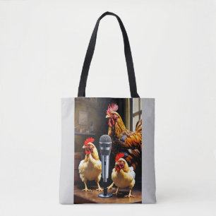 Tote Bag La volaille en session – Des poules avec micro et