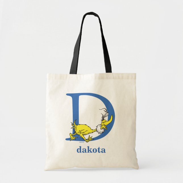 Tote Bag L'ABC de Dr Seuss : Lettre D - Bleu | Ajoutez votr (Devant)