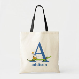 Tote Bag L'ABC du Dr Seuss : Lettre A - Bleu Ajoutez votr
