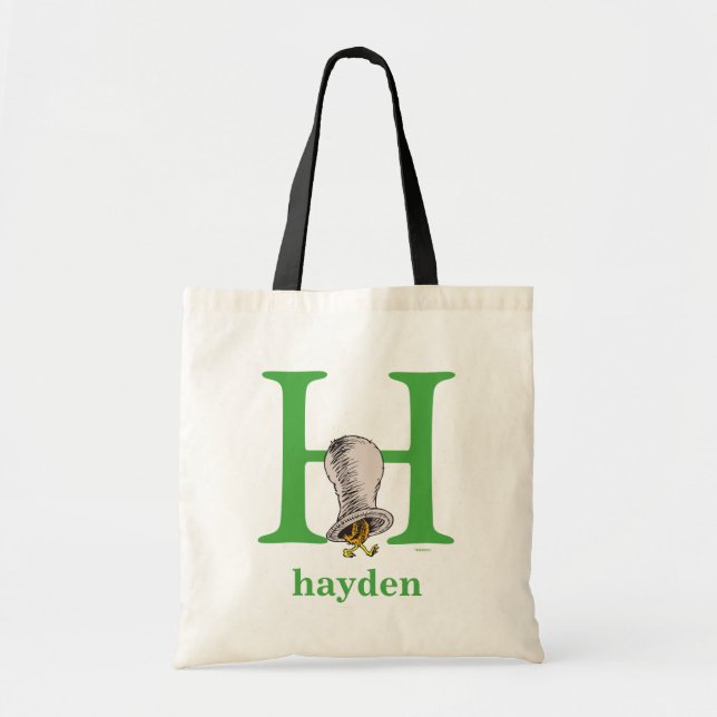 Tote Bag L'ABC du Dr Seuss : Lettre H - Vert | Ajoutez votr (Devant)