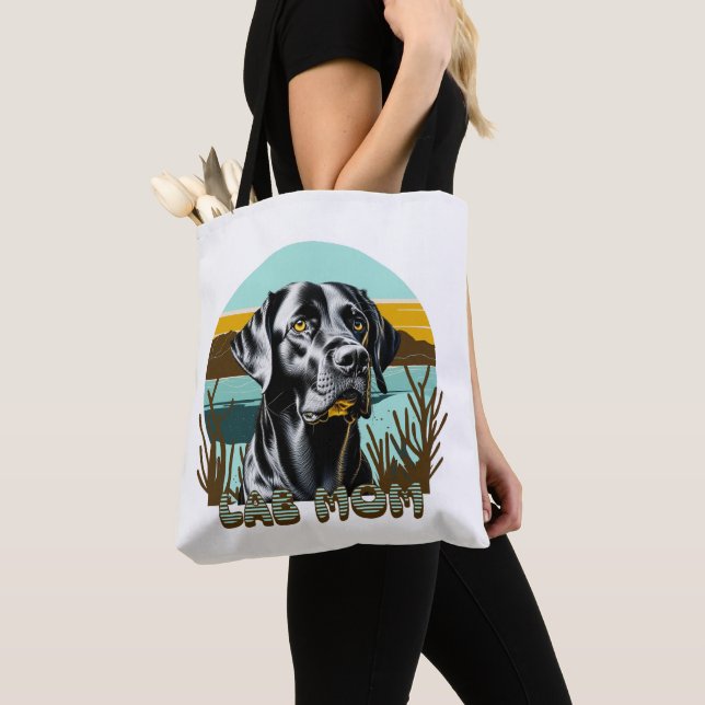 Tote Bag Laboratoire noir | Amoureux des chiens Lab Mom (De près)
