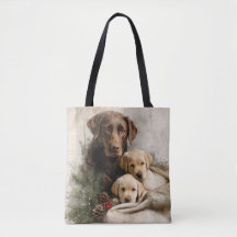 Labrador et chiots Noël vintage