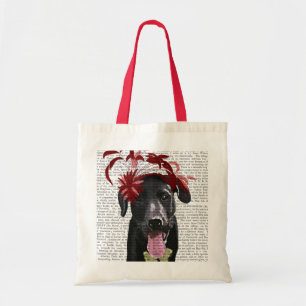 Tote Bag Labrador Noir Avec Fascinateur Rouge