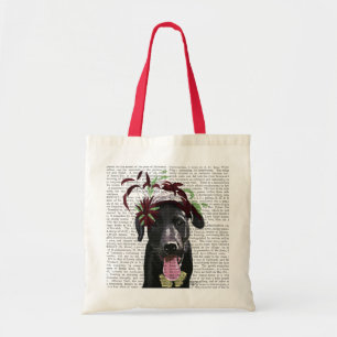 Tote Bag Labrador Noir Avec Fascinateur Vert