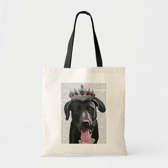 Tote Bag Labrador Noir Avec Tiara (Devant)