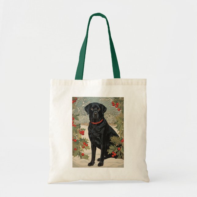 Tote Bag Labrador noir en hiver (Devant)