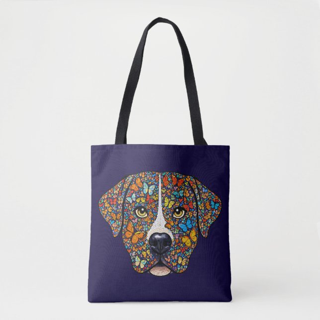 Tote Bag Labrador Retriever Butterfly Kaleidoscope Portrait (Devant)